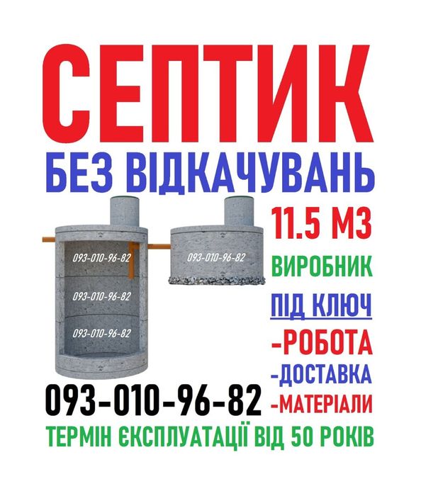 Септик під ключ. Каналізація с бетонних кілець. Копка та модернізація.