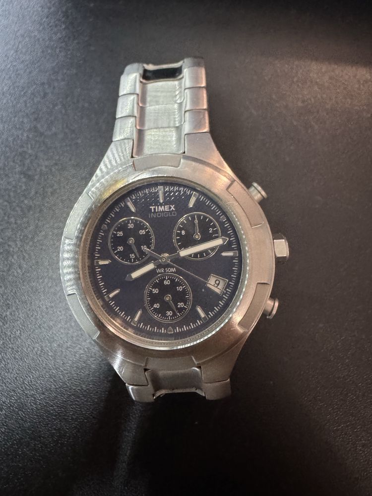 Sprawny Zegarek męski Timex CR2016 CELL Indiglo srebrny podświetlany