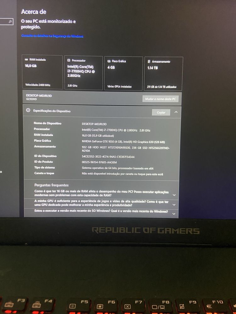 Portatil Asus Rog GL553VD