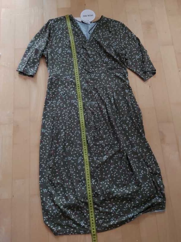 Nowa oliwkowa sukienka Orsay w kwiatuszki - r.40