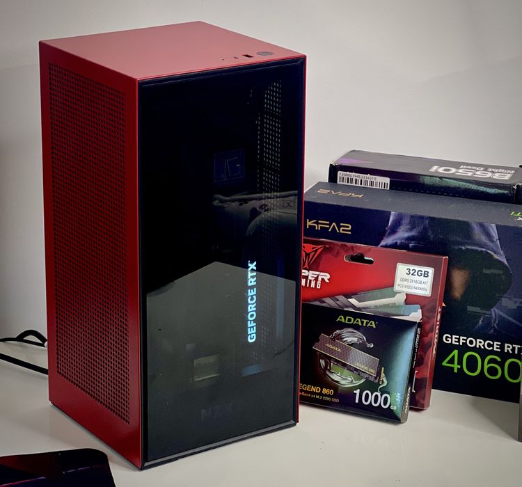 Gamingowy PC ITX Ryzen 7600 RTX4060Ti 32GB DDR5 1TB NVMe NZXT H1 Gwar