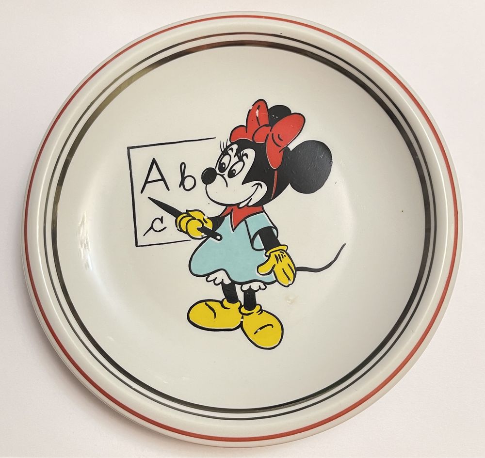 Talerz dekoracyjny bajkowy Disney myszka Miki porcelana Bogucice PRL