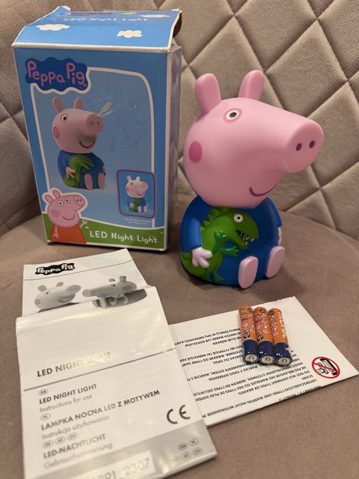 Lampka Nocna Świnka Peppa George Nowa Kartonik + Baterie Lampa