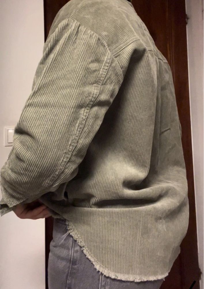 Oversize koszula sztruksowa khaki
