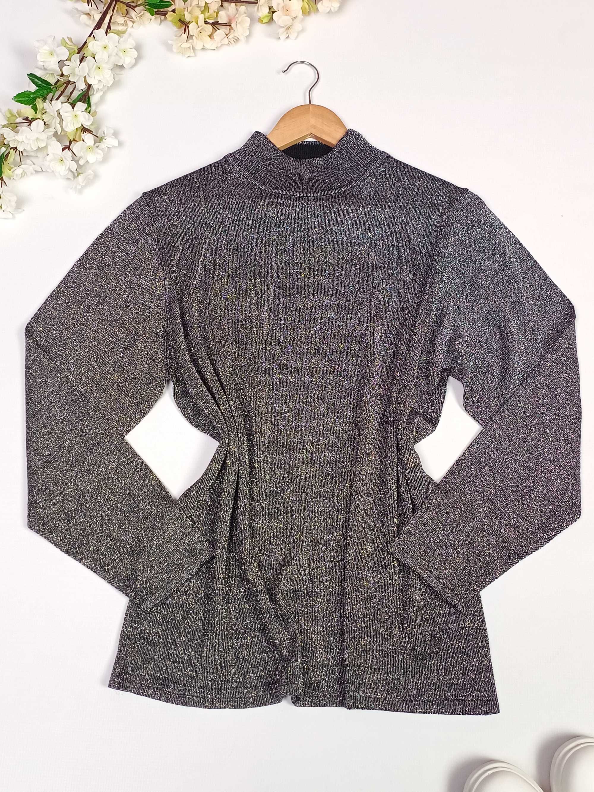 Czarna szara bluzka sweter jedwabna damska Studio Pihi 44 XXL 46 3XL