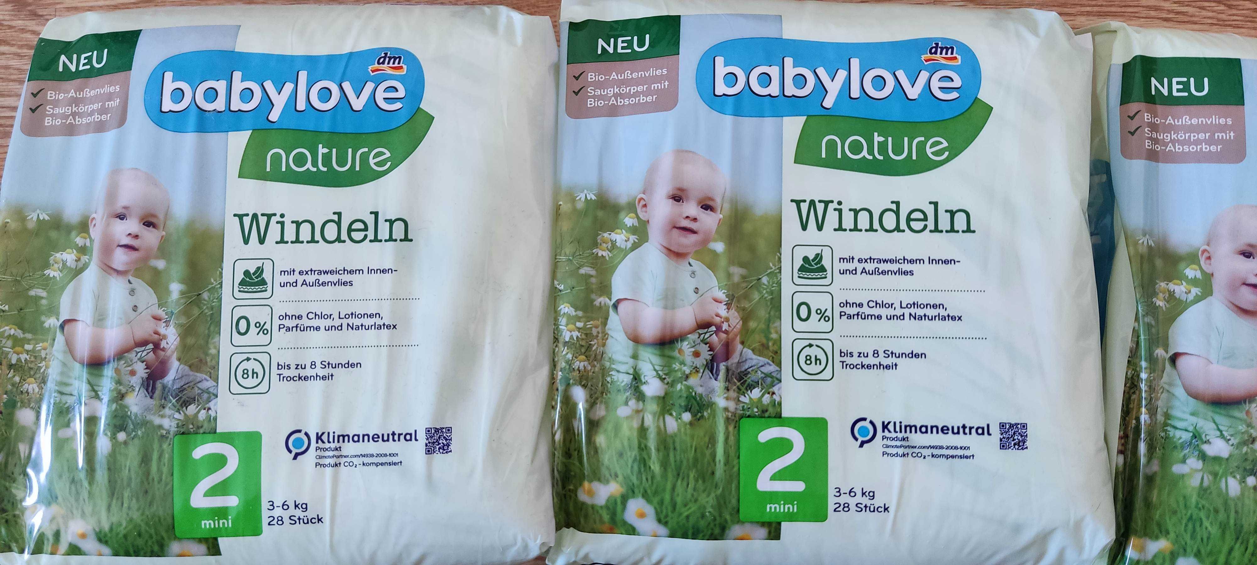 Эко-подгузники Babylove Nature 2 размер (3-6кг) 28 шт Бебилав памперсы