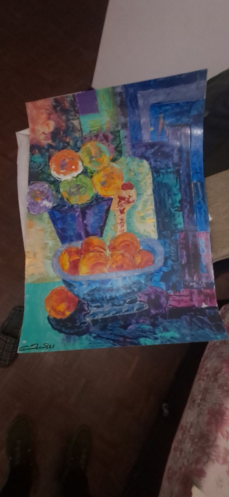 Pinturas a oleo executado em cartolina