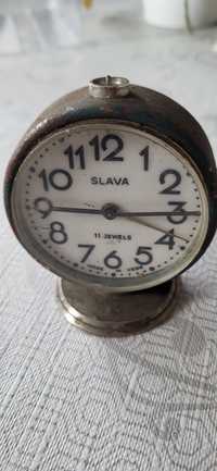 Stary zabytkowy zegarek budzik Slawa 11 Jewels zepsuty