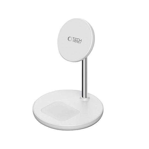 Tech-Protect Qi15W-A39/2In1 Magnetic Magsafe Wireless Charger White