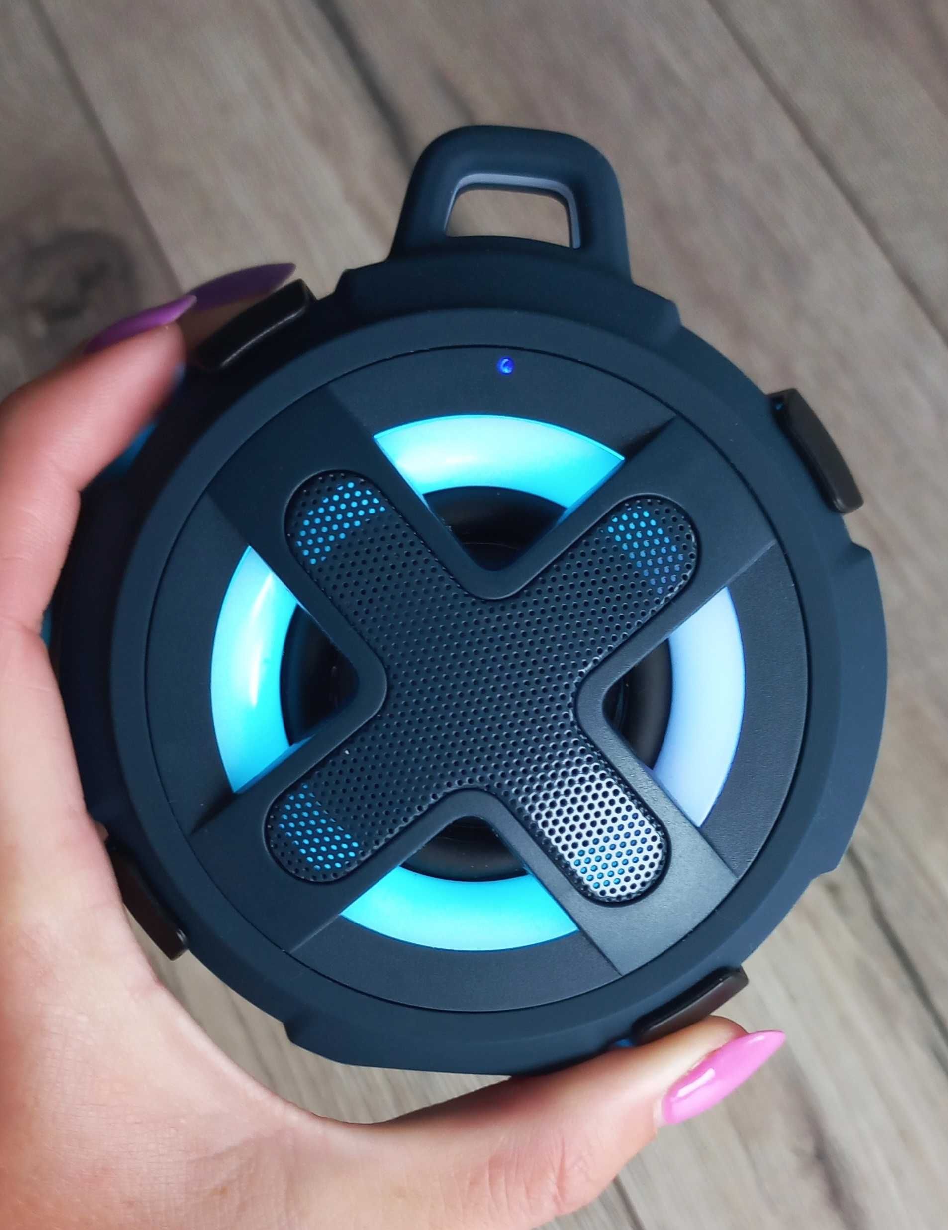 NOWY przenośny granatowy głośnik rowerowy LED XLeander X8 Bluetooth