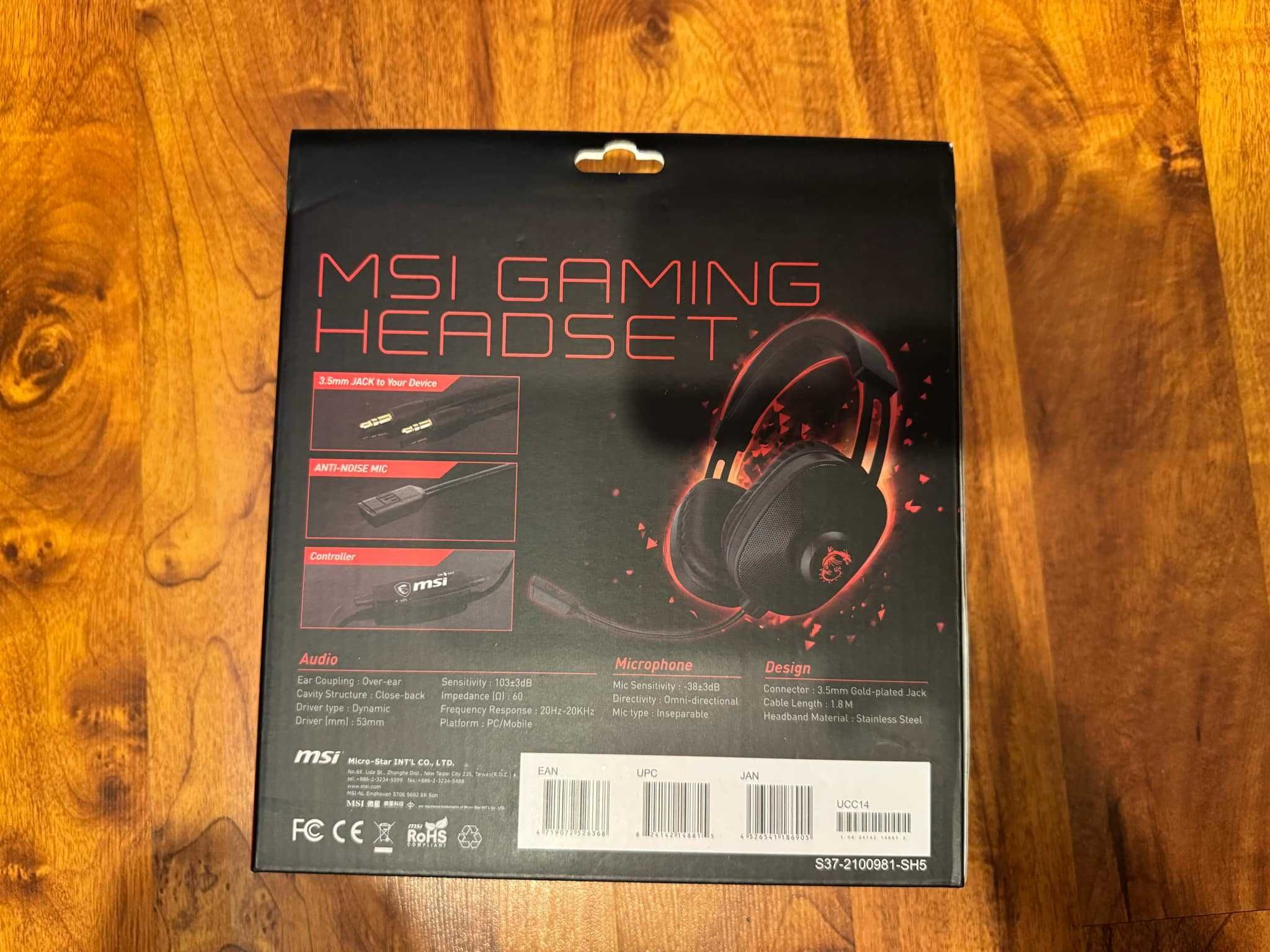 Słuchawki MSI S BOX Czarne (MSI Gaming Headset S BOX)