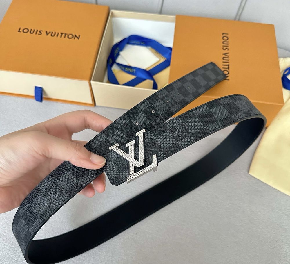 Пояс мужской Louis Vuitton ремень кожаный оригинал черный коричневый