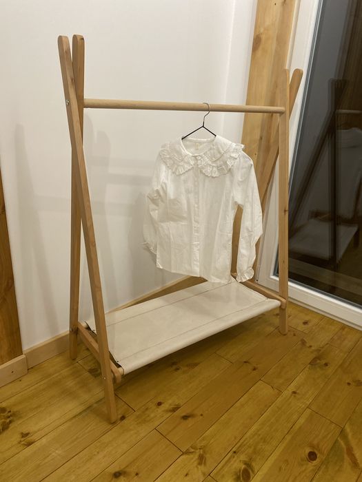 Рейл стійка для одягу з дерева вішак полочка стойка