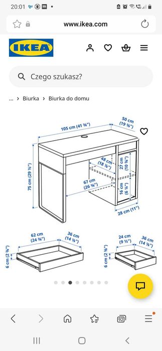 Biurko białe IKEA 105x50 cm