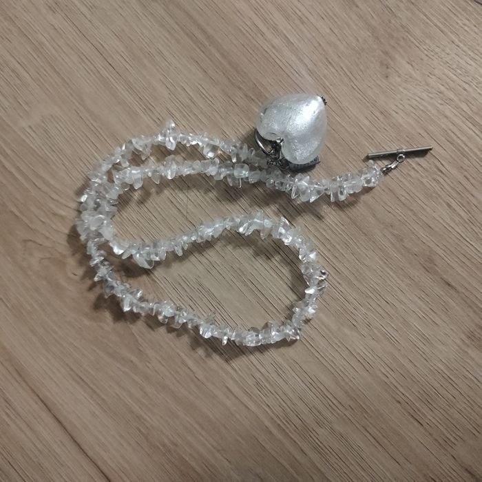 Naszyjnik damski korale łańcuszek serce kryształ górski