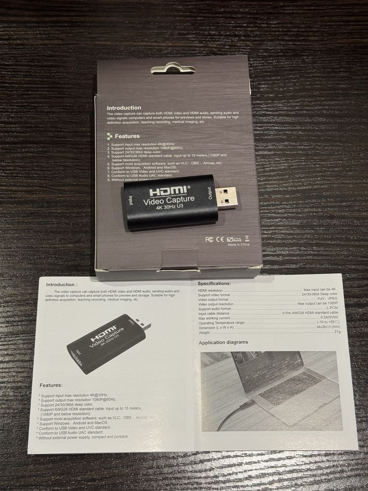 Карта захоплення HDMI Capture Card Macrosilicon MS2130 1080/60 USB 3.0