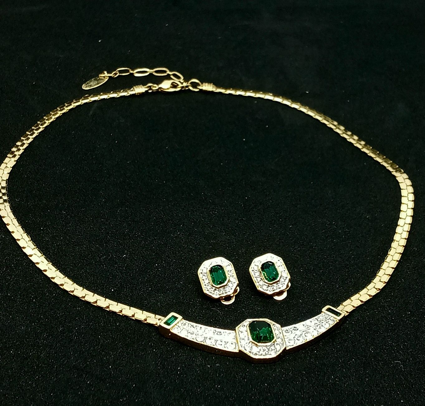 Комплект ожерелье и клипсы Attwood & Sawyer Англия позолота 1980х