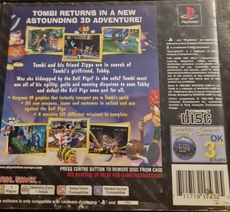 Tombi 2  PS1  Psx rental retro rental Sony PlayStation