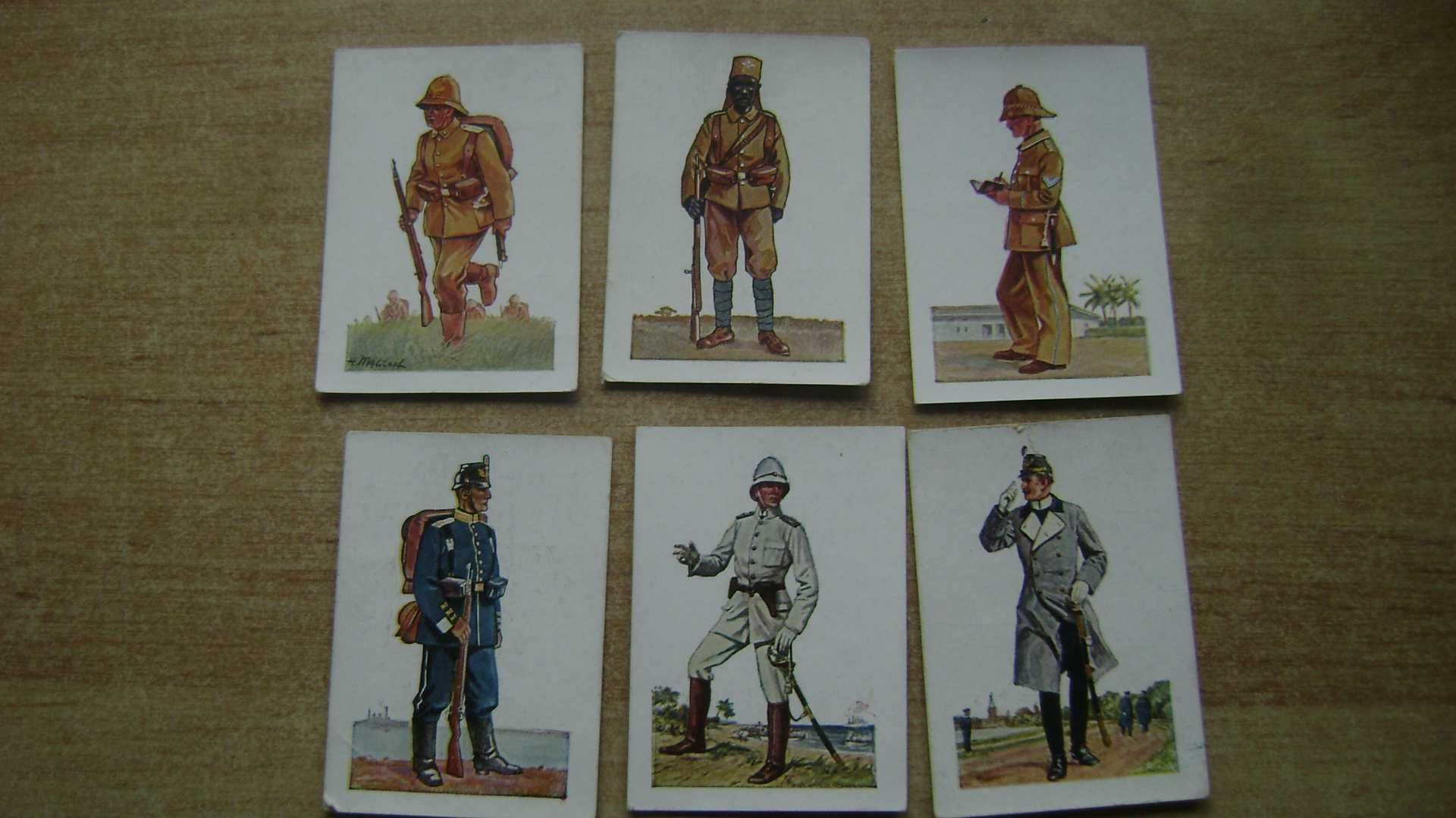 Starocie z PRL Militaria Zestaw 14 obrazków przedwojennych wojskowych