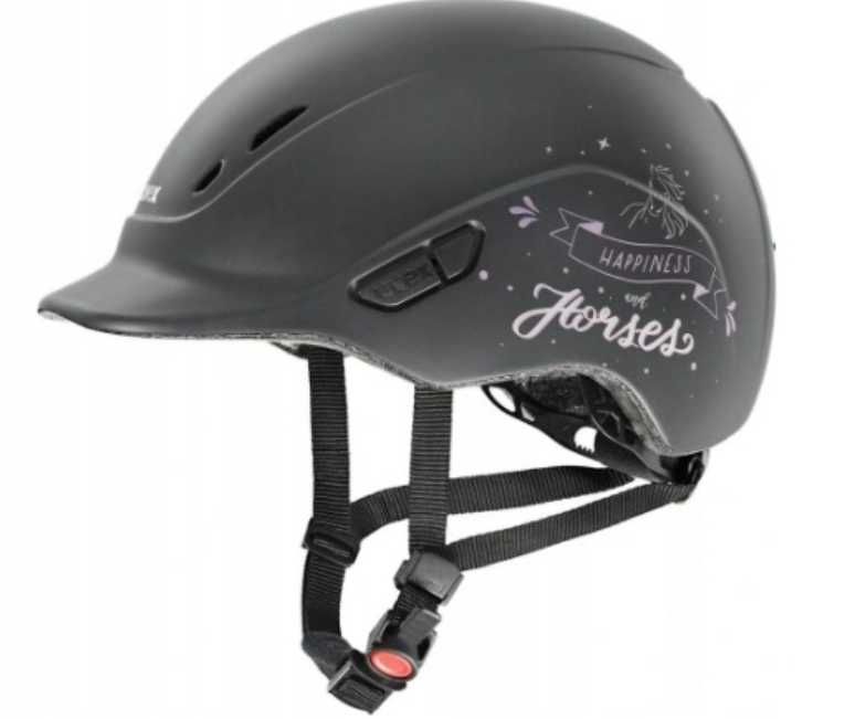 Kask jeździecki dziecięcy Roz 49-54 cm Lekki Bezpieczny Kolor antracyt