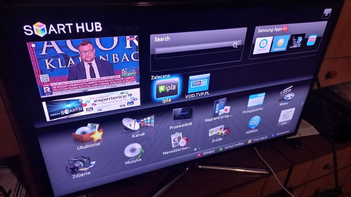Telewizor LED-owy 46 cali model UE 46D6750WS  z pilotem . Smart i WiFi