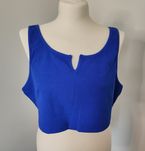 Shein Curve nowy crop top kobaltowy na ramiączkach wycięcie prążkowany