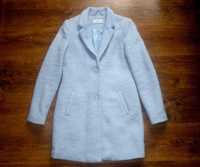 płaszcz reserved wełna baby blue wiosna błękitny