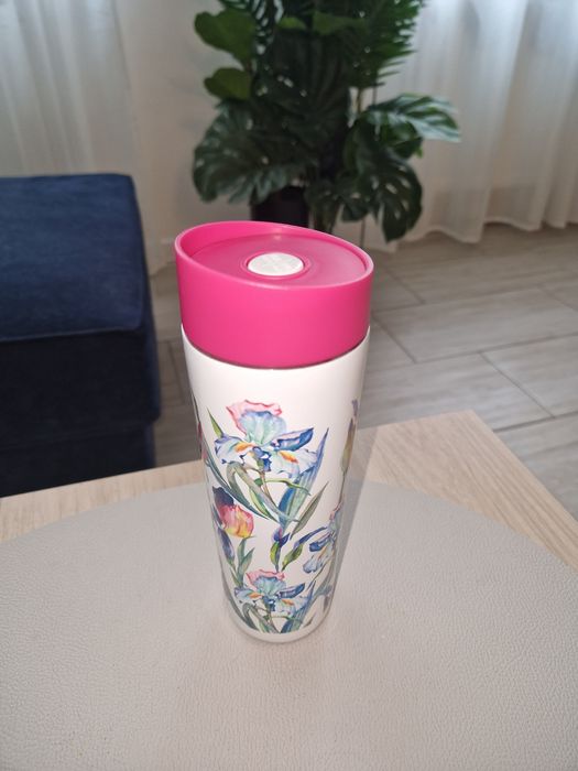 Kubek termiczny Amibition Iris kwiatowy stan bdb 340ml