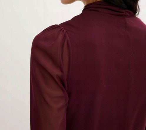 B.P.C sukienka bordowa z siateczki z krawatką 44/46.