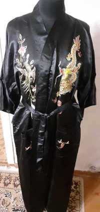 Халат-кимоно PHOENIX с вышивкой из натурального шелка.