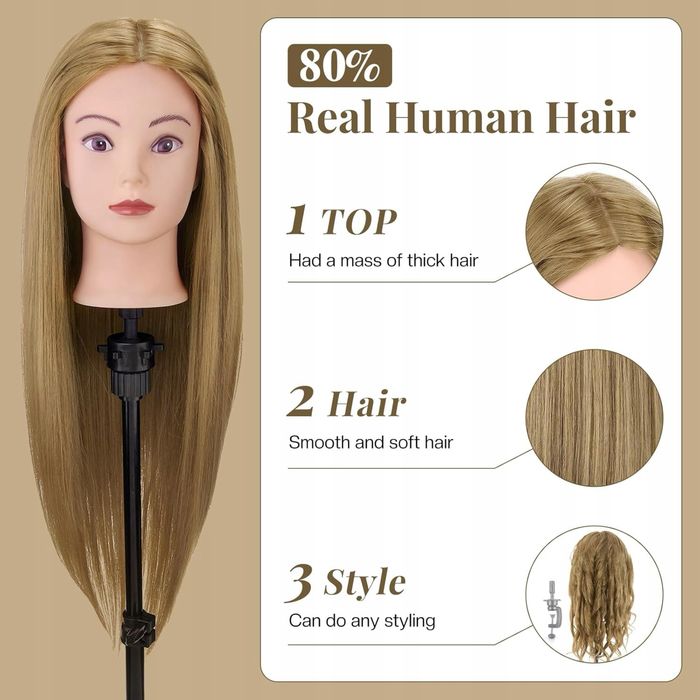 Główka treningowa Neverland 71cm 80% ludzkich włosów, blond