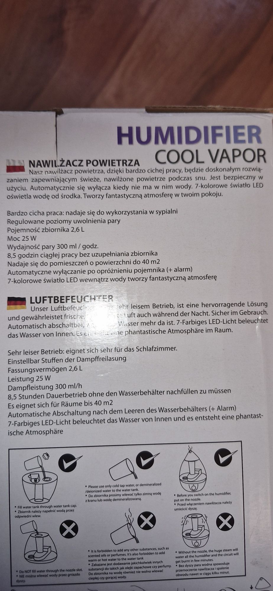 Nawilżacz powietrza Esperanza Cool Vapor  2,6l 25W