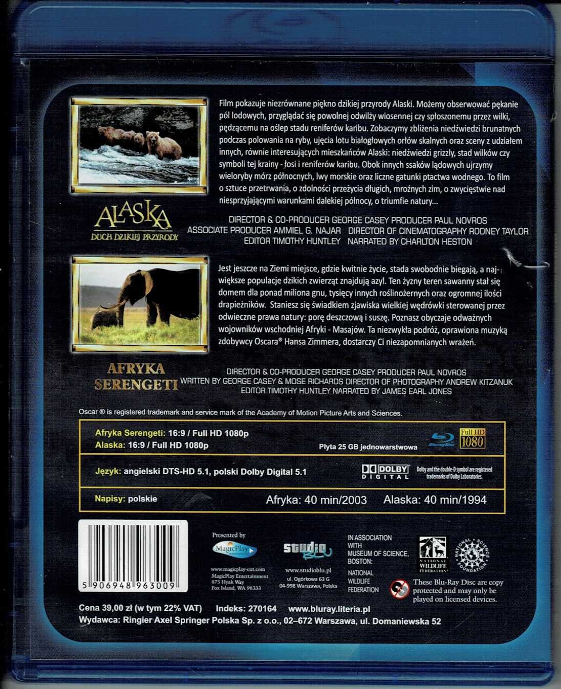 Alaska Duch dzikiej przyrody, Afryka Serengeti Blu ray PL