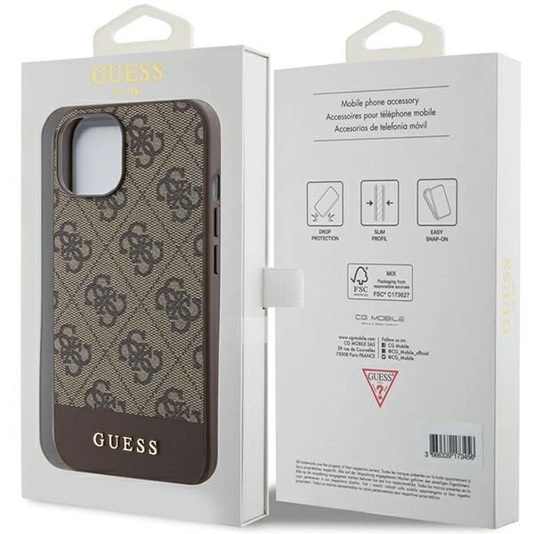 Etui Guess 4G Stripe Collection Na Iphone 15 / 14 / 13 - Brązowe