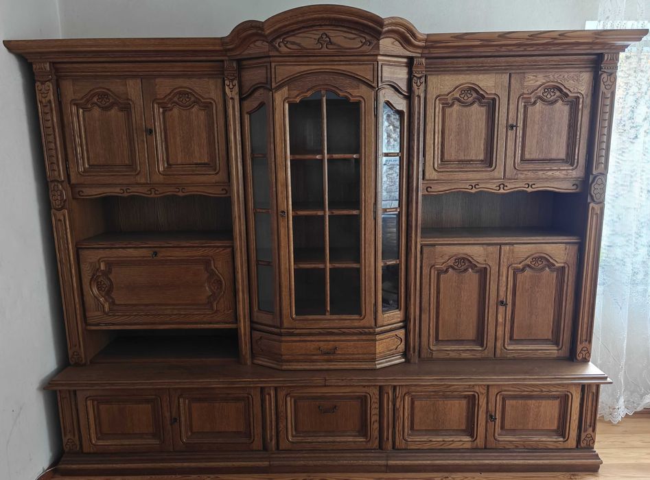 Segment pokojowy/ meblościanka dębowa, staromodna, styl rustykalny