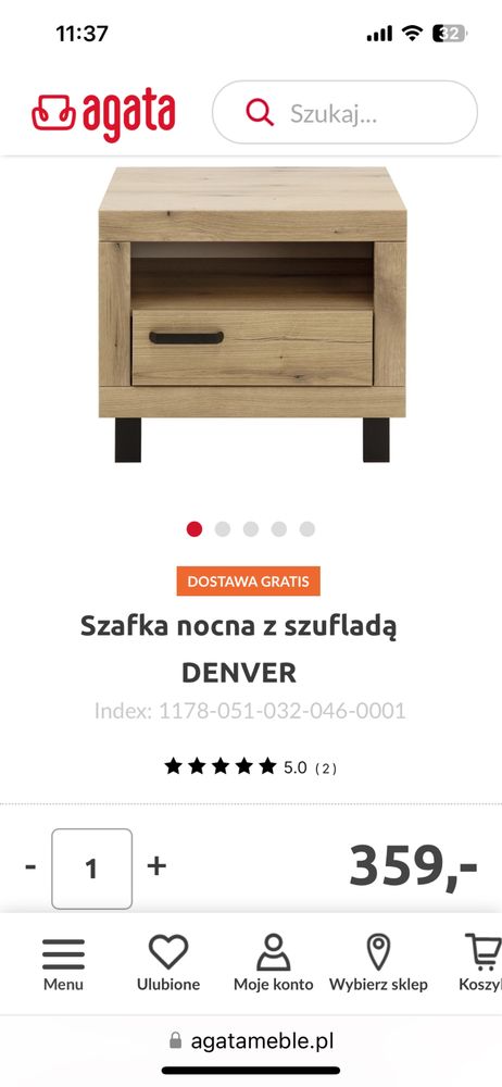 Szafka nocna Denver- prawie nowa