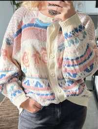 Kolorowy, uroczy sweter/kardigan vintage, retro