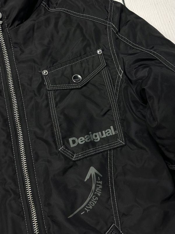 Desigual Designerska Ocieplana Kurtka Męska Podwójnie Zapinana Logo r.