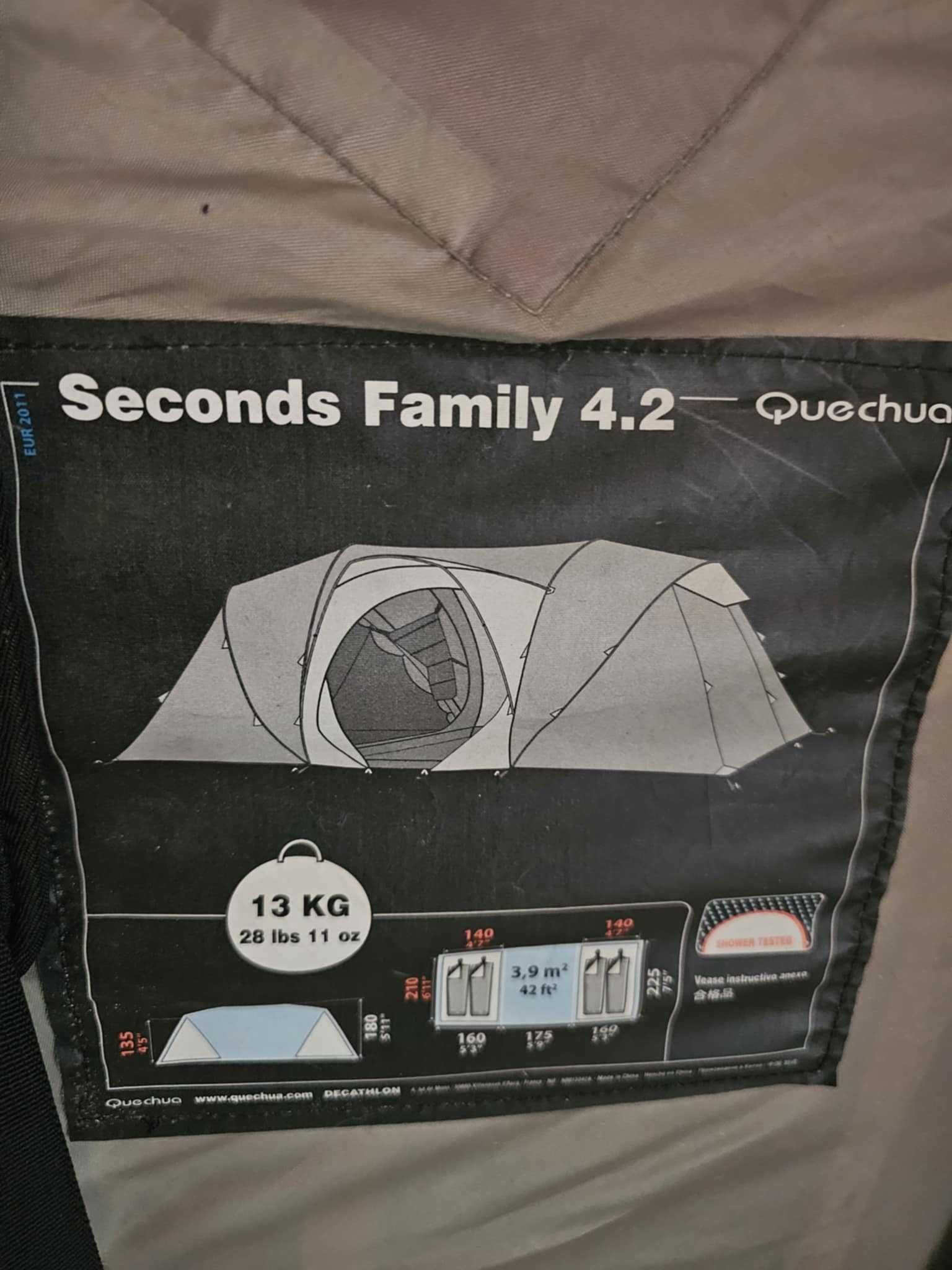 Namiot Quechua Seconds Family 4.2, używany + stolik z krzesłami