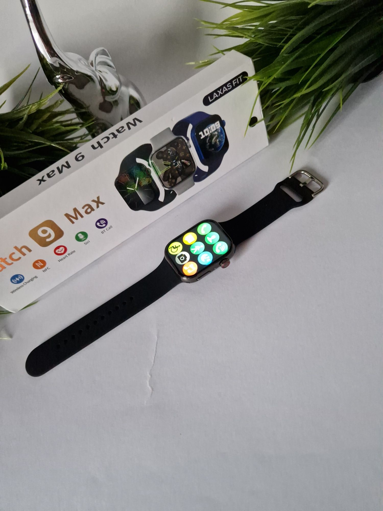 Smartwatch 9 max, komplet czarny