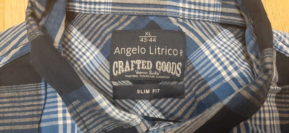 Koszula męska w kratkę/długi rękaw slim fit 43-44/XL