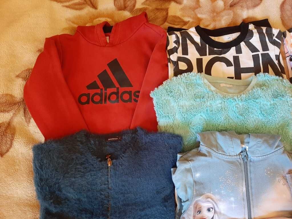 Ubrania 122 po domu bluzy H&m elsa koszulki sukienka leginsy sweter