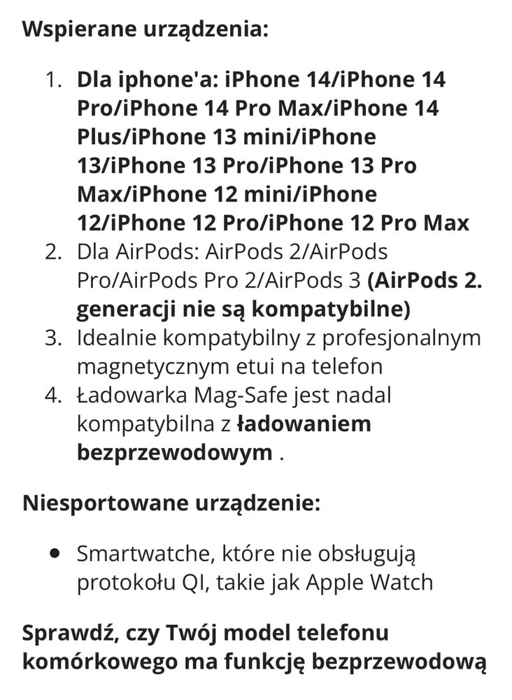 Power bank mini magnetyczny do iPhone z indukcją ładowarka