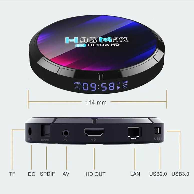 Смарт ТВ приставка Smart TV BOX H96Max 4/64GB Android 13.0 RK3528