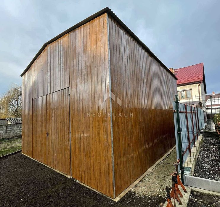 Hala Blaszana Garaż Blaszany 6X6M Brama Dwuskrzydłowa Dach Nb457