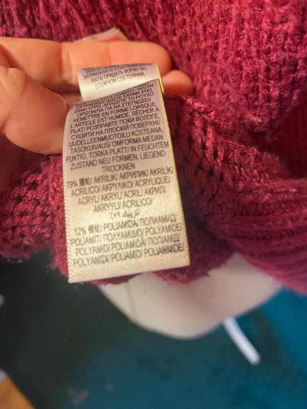 Piękny sweter gruby warkocz Marks Spencer r S fuksja