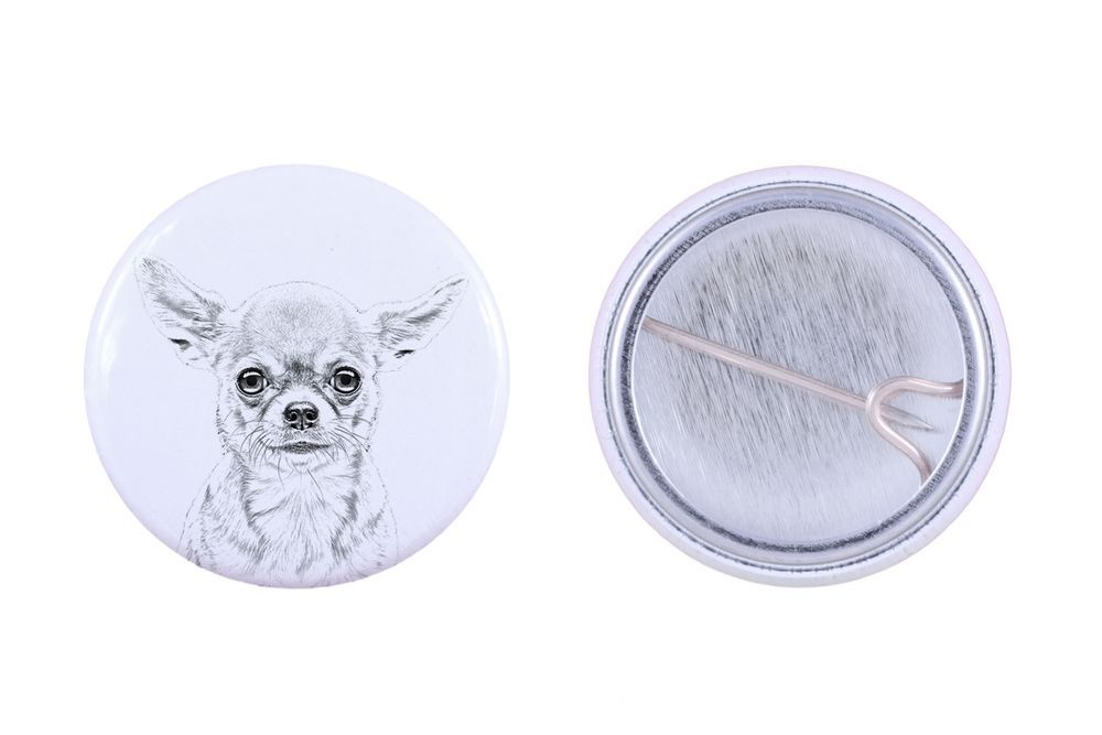 Chihuahua długowłosy przypinka z psem mała Art-Dog