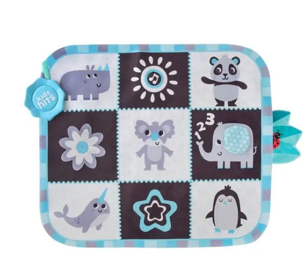 Тактильний двосторонній плюшевий розвиваючий килимок