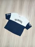 Top bluzka t-shirt granatowo biały school Sinsay S