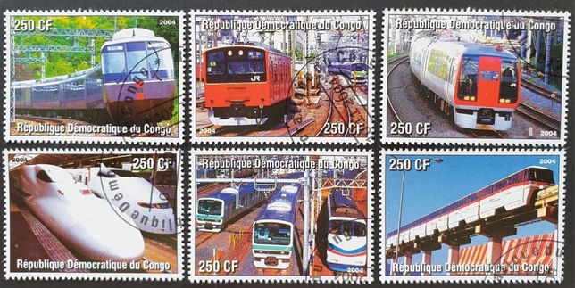 T.0904 CONGO Znaczki seria KOLEJNICTWO pociągi, lokomortywy I